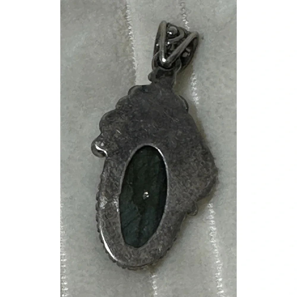 VTG LABRADORITE PENDANT set in Sterling Silver Flower & Leaf‎ Design SEE PICS